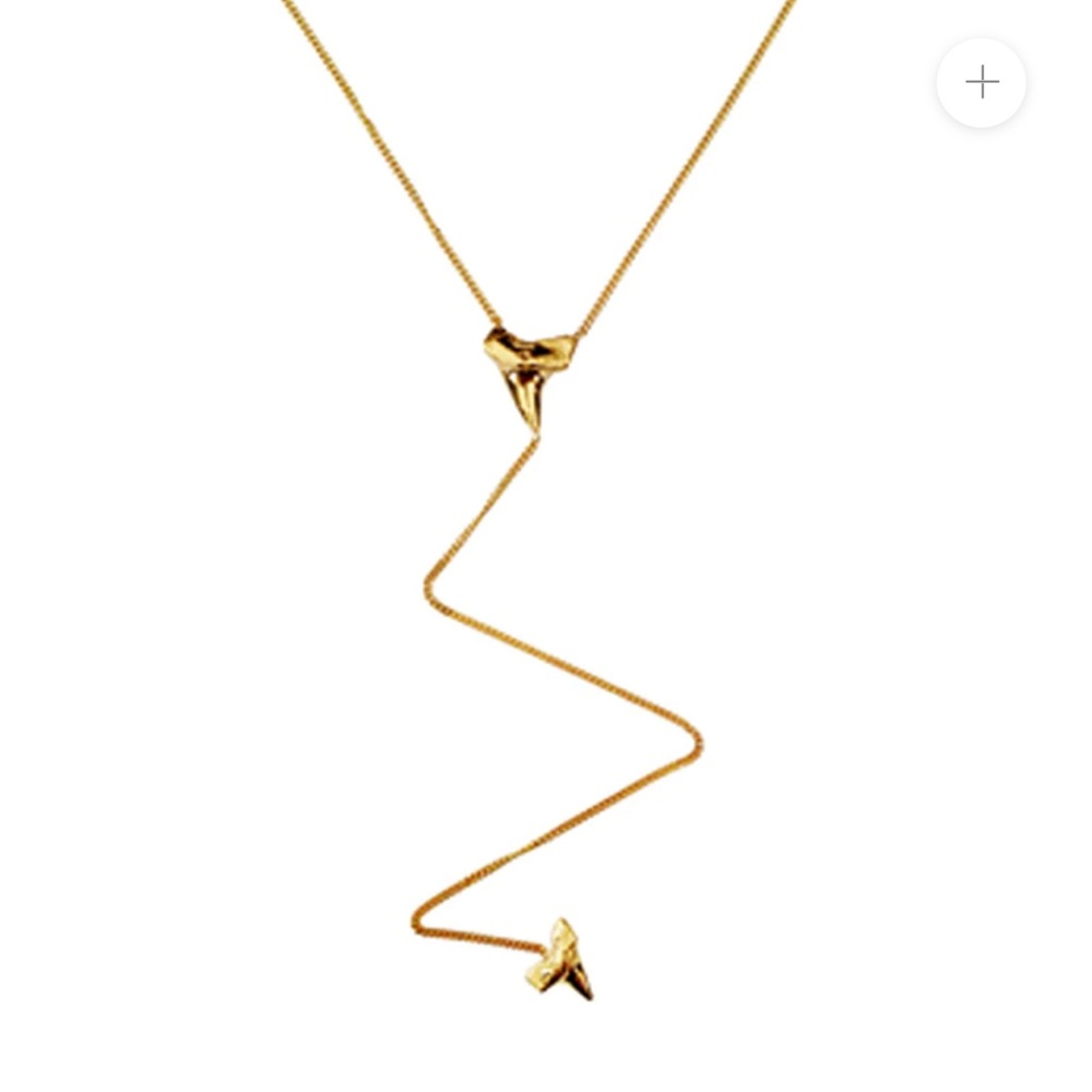 Joolz By Martha Calvo Sterling Lariat Shark Tooth Necklace